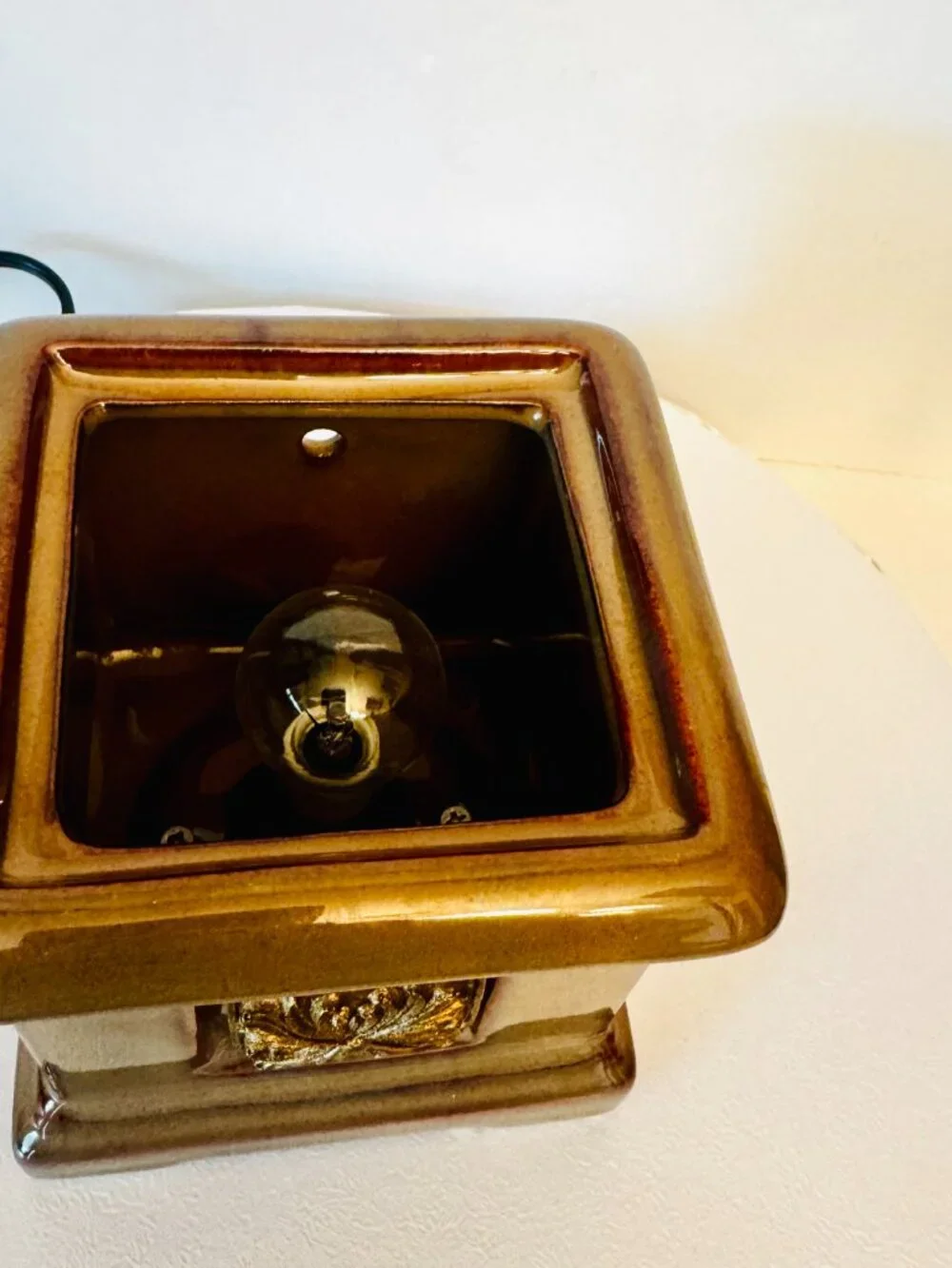 Decorative Brown Green Ceramic Wax Melter  Warmer Romanesque Electric Melting Di